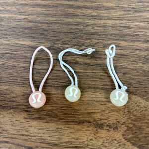 Lululemon Logo Hair Ties Lot of 3 - Aesthetic Pink, Yellow & White - Yoga Ready